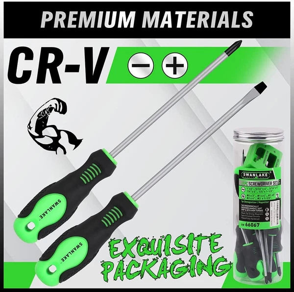 11PCS Screwdriver Set, Magnetic 5 Phillips and 5 Flat Head Black