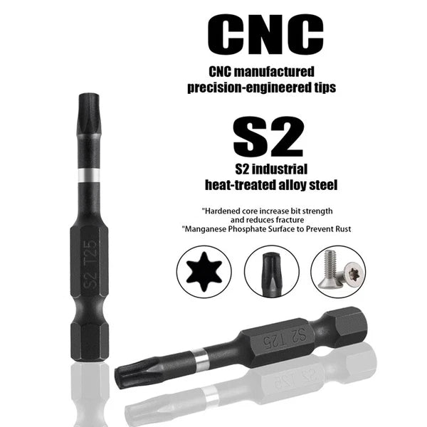 10pc T25 Impact Torx Bit Set 2" Power Screwdriver Drill Bits Star 1/4" Hex Shank