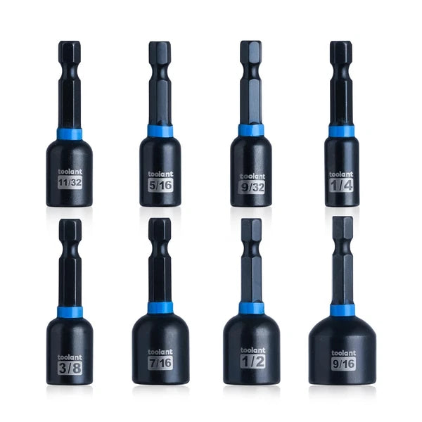Magnetic Nut Driver Set, 8pcs SAE Impact Driver Bit Set, 1/4''~9/16'' Nut Dri...
