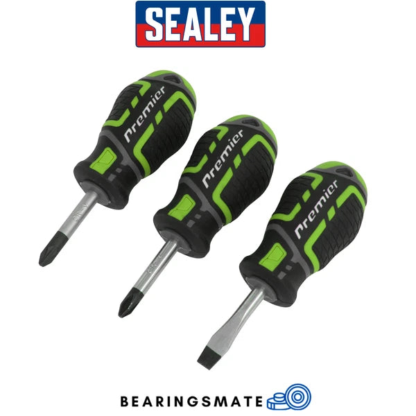 Sealey AK4328HV Screwdriver Set 3pc GripMAX® Stubby - Hi Vis - AK4328HV