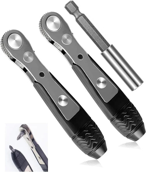 Mini Ratchet, 2 Pieces 1/4 Inch Drive Micro Ratcheting Bit Driver with1 Pieces 1