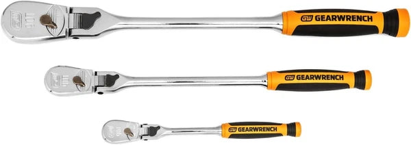 GEARWRENCH 81298T  1/4", 3/8" & 1/2" Drive 90 Tooth Lockin Flex Head Ratchet Set