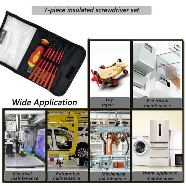 7Pcs Screwdriver Set Phillips Flat Slotted Electrician Multi-purpose Insulated