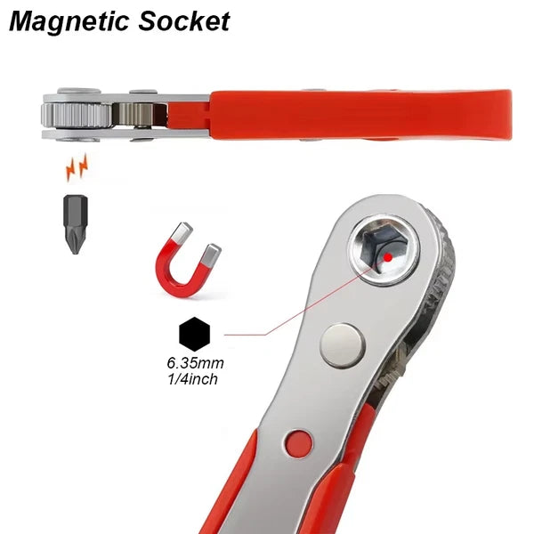 Ratchet Wrench Set Right Angle – Metric Socket & Screwdriver Bits with 1/4 Drive