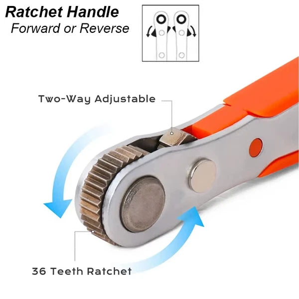 Ratchet Wrench Set Right Angle – Metric Socket & Screwdriver Bits with 1/4 Drive
