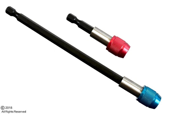 2pc 1/4" Hex Shank Quick Change Release Screwdriver Extension Drill Holder Set