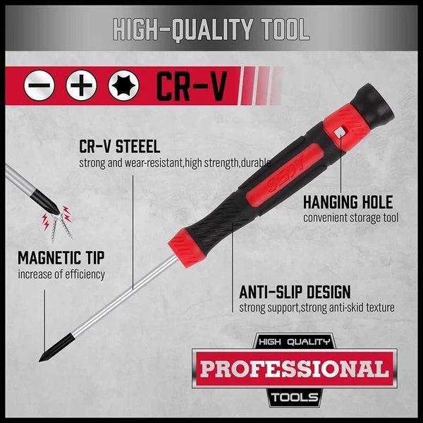 Portable 11-Piece Precision Screwdriver Set with Magnetic Tips and Storage Bag