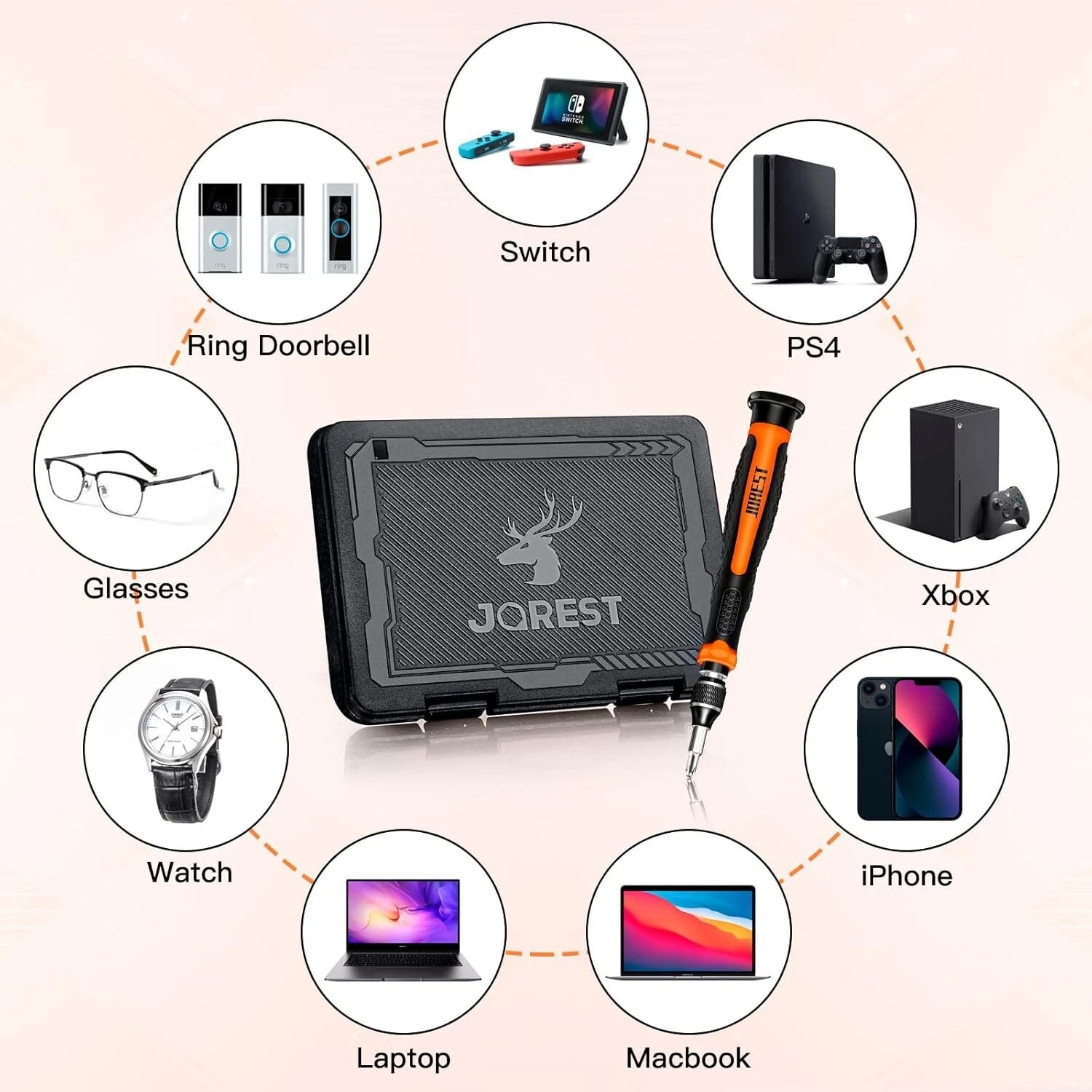 JOREST 38Pcs Small Precision Screwdriver Set with Torx Brown, Yellow, Black