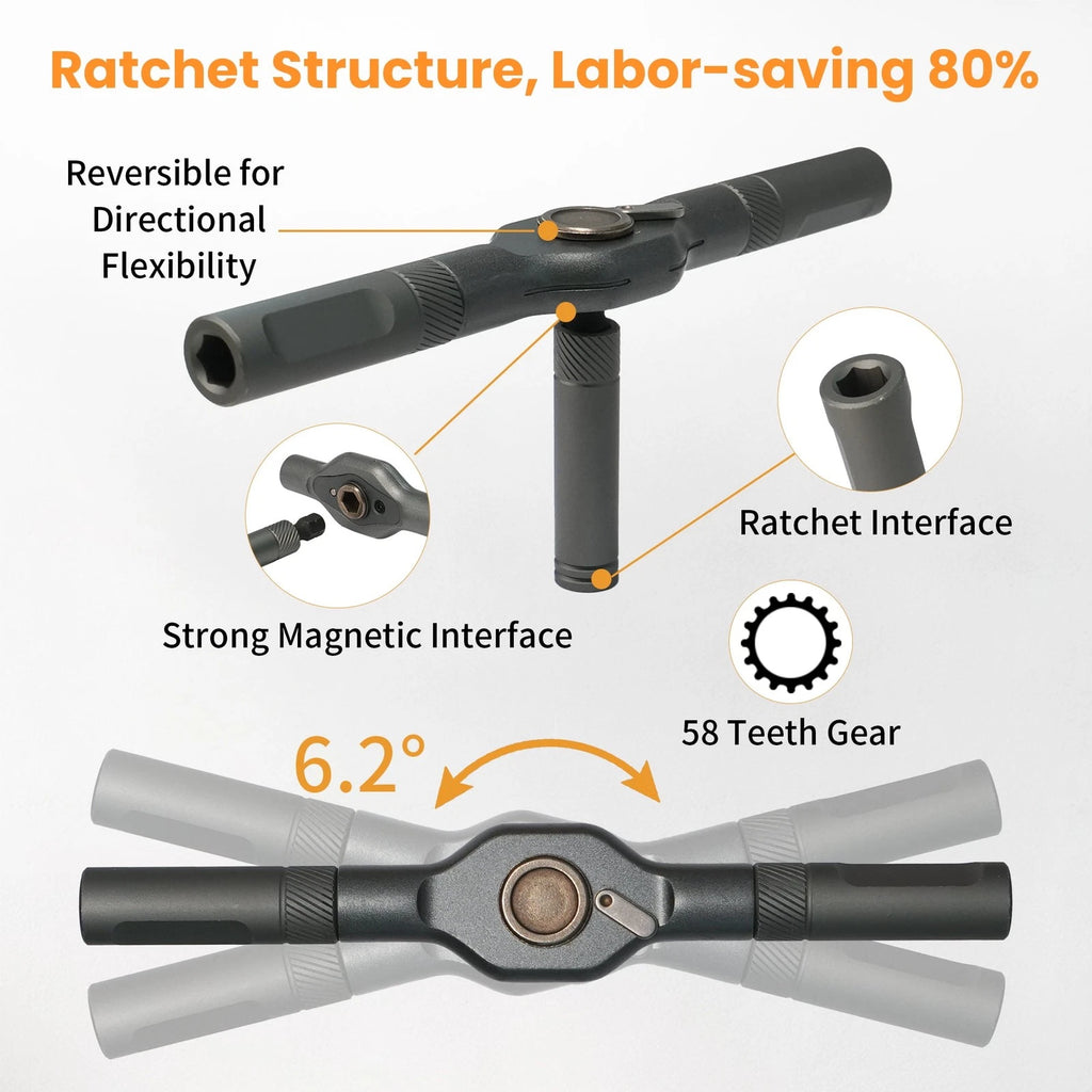 42PCS T-Shaped Ratchet Screwdriver Kit with Detachable Handle & Storage Case