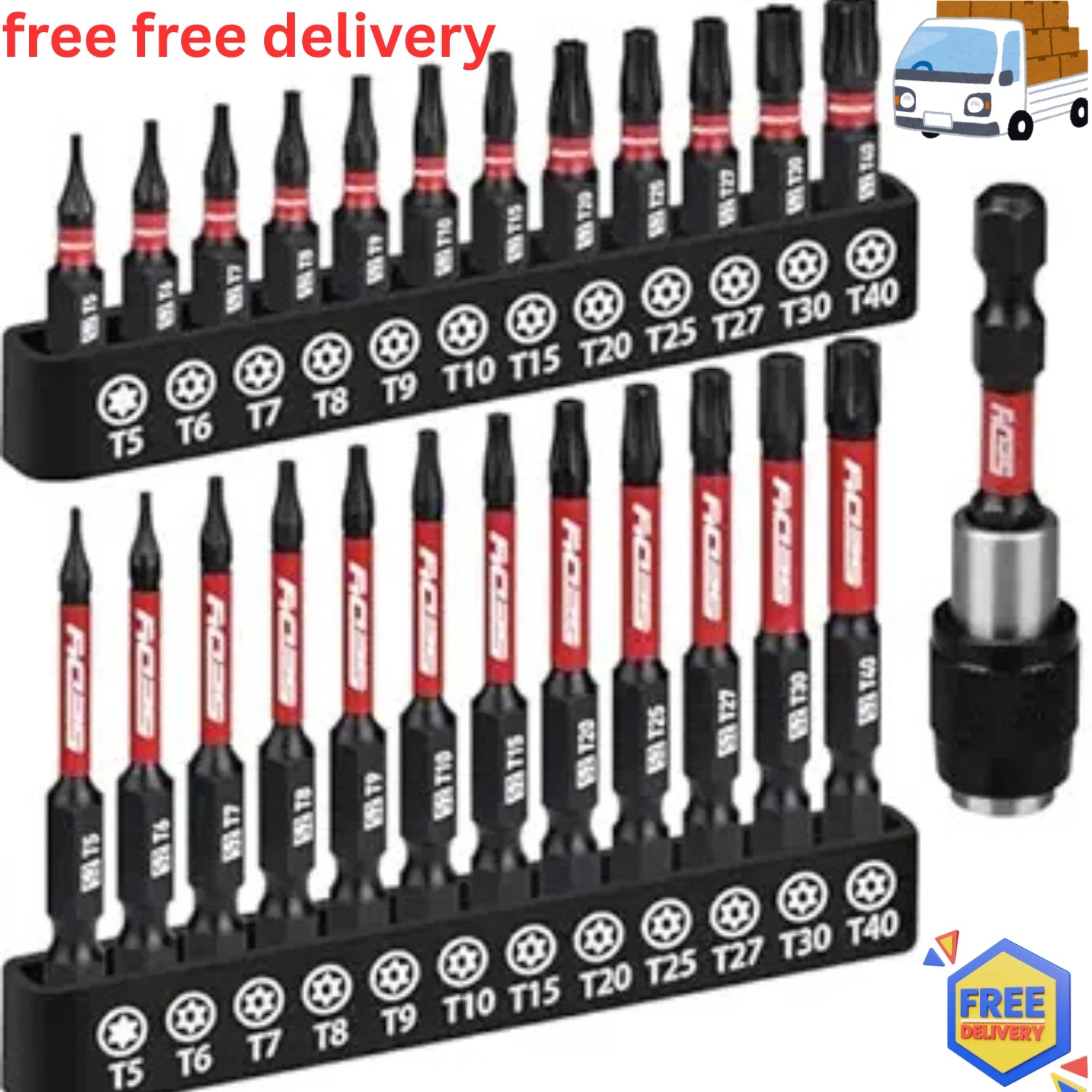 25piece Torx Bit Set 1''&2.5'' Security Tamper Proof Impact Screwdriver ship fre