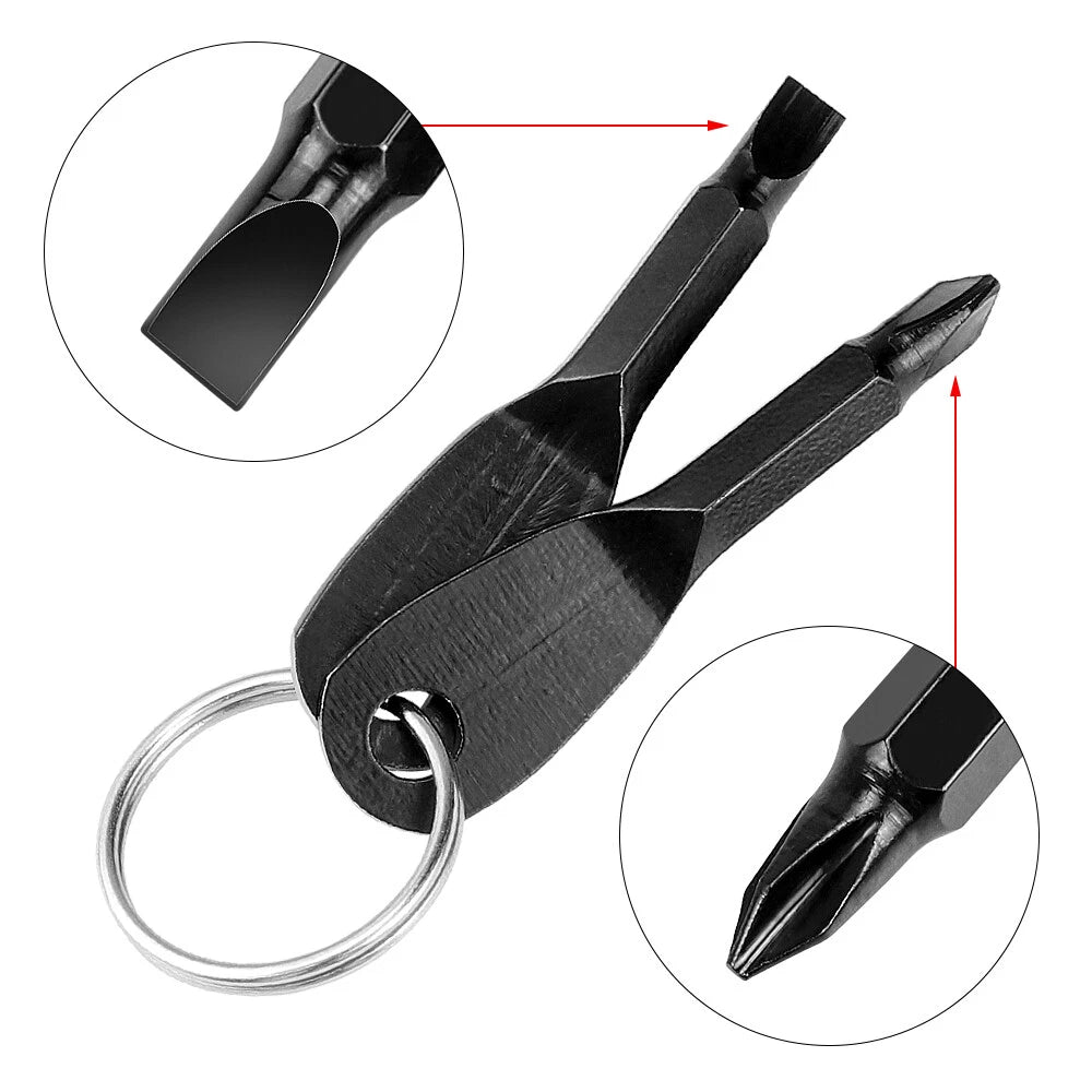 Screwdriver Tool Repair Set Keyring Flathead Phillips Head Screw Multi Mini