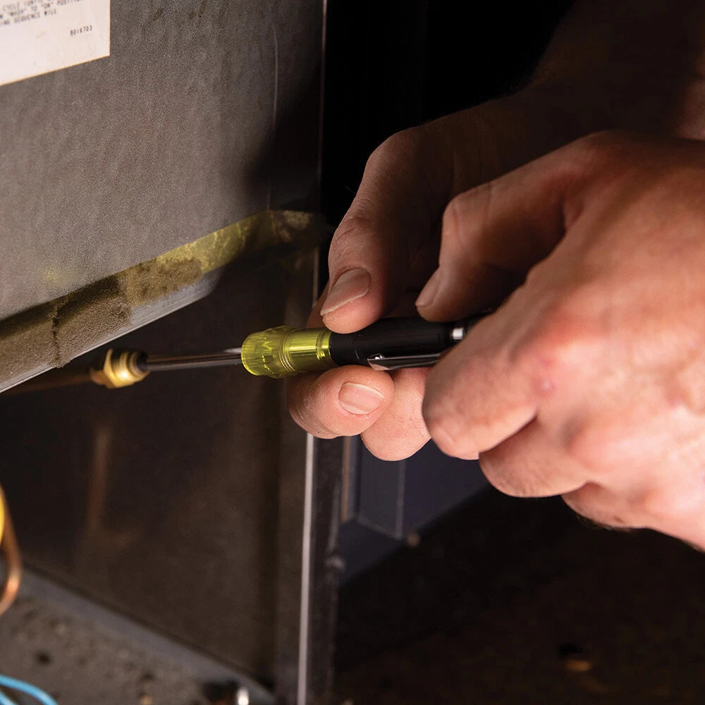 Klein Tools 32613 HVAC Pocket Screwdriver, 3-in-1, Phillips, Slotted, Schrader