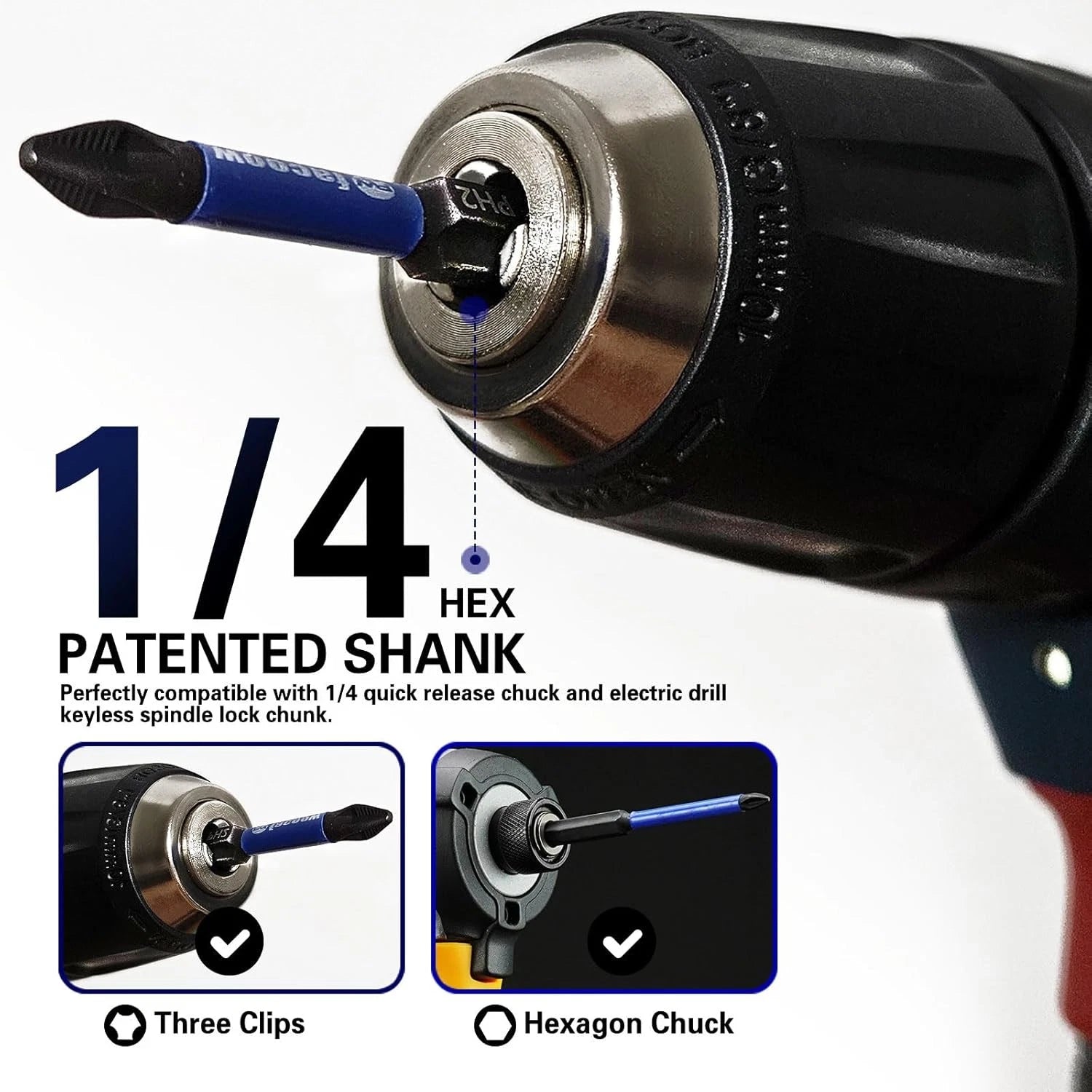 16 Pack Phillips Impact Driver Bits, #2 Head Magnetic PH2, Assorted