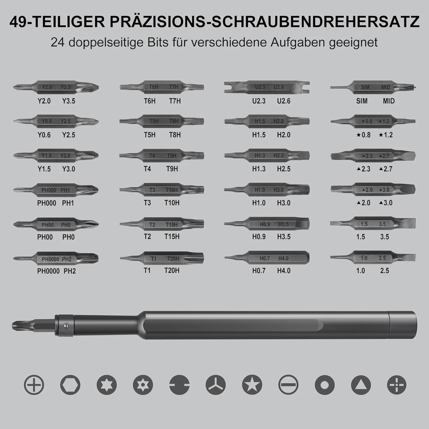 Precision Screwdriver Set 49 in 1 SHARDEN Small Black