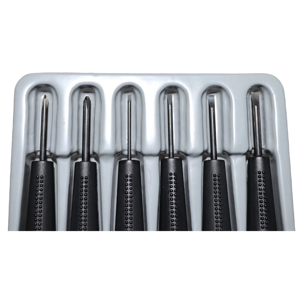 Precision Screwdriver Set Phillips Slotted  with Molded Handles, 6 Pieces Rust R