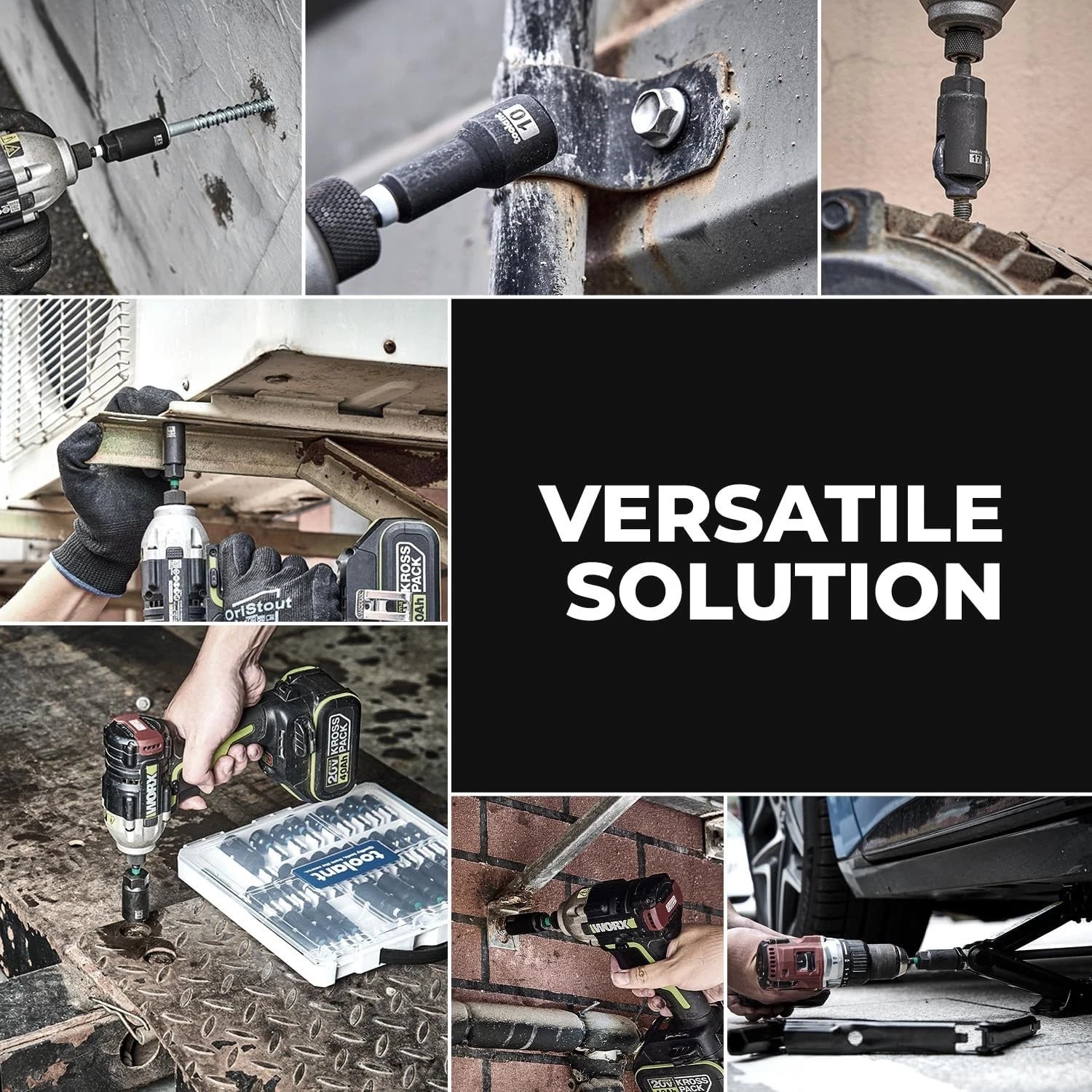 Magnetic Nut Driver Set - 10pcs Metric Impact Bit Set with Quick Change 1/4''