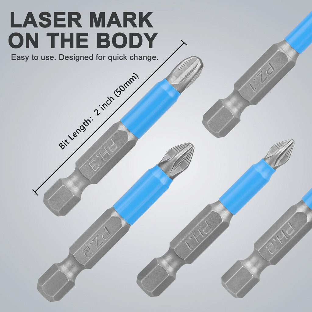 12pcs 1/4'' Hex Shank Magnetic PH1 Screwdriver Drill Bit Anti-slip Hand Tool Set