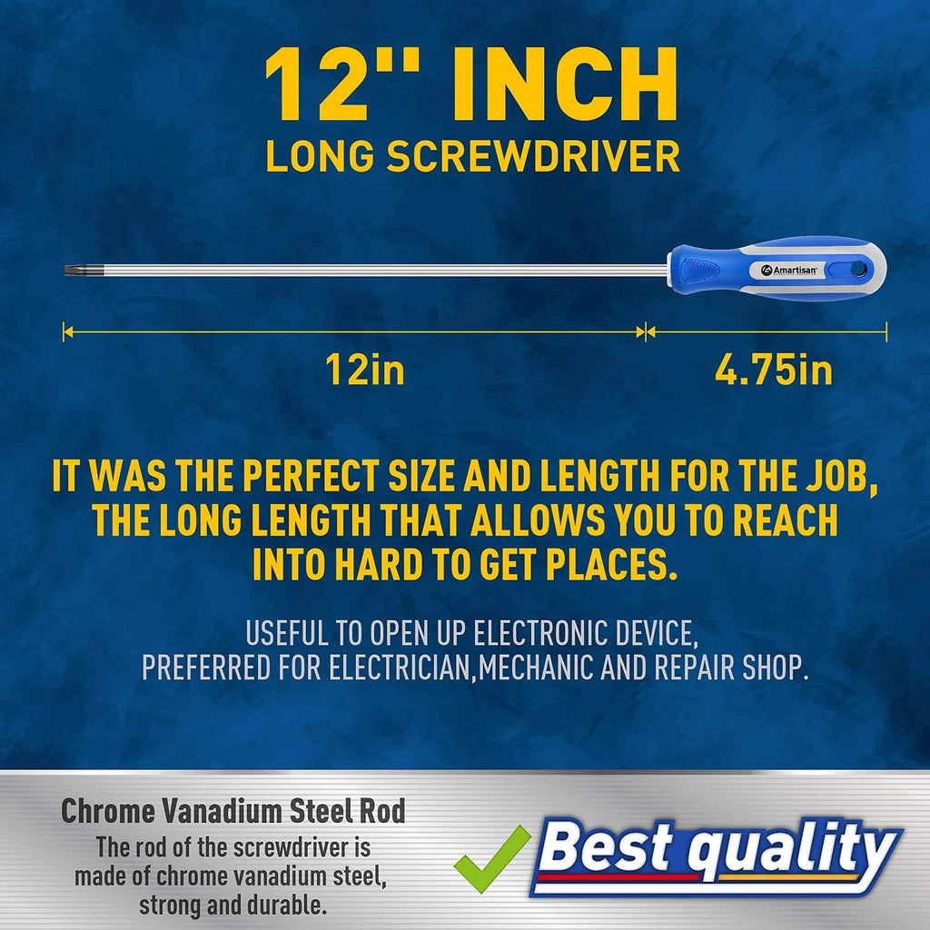 Amartisan 6-Piece Extra Long Torx Screwdrivers Set, Length 12''(300Mm) T10 - T30