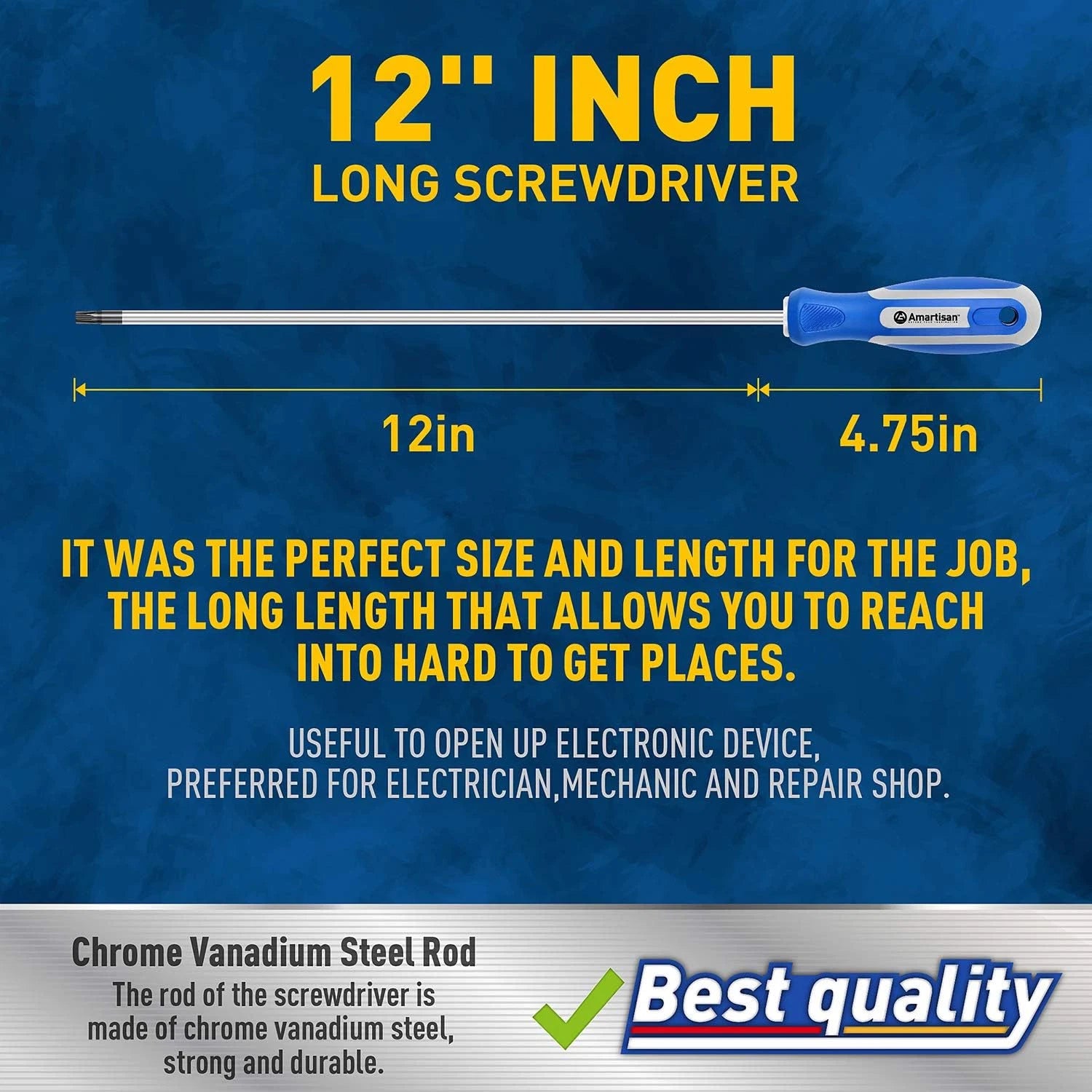 Amartisan 6-Piece Extra Long Torx Screwdrivers Set, Length 12''(300Mm) T10 - T30