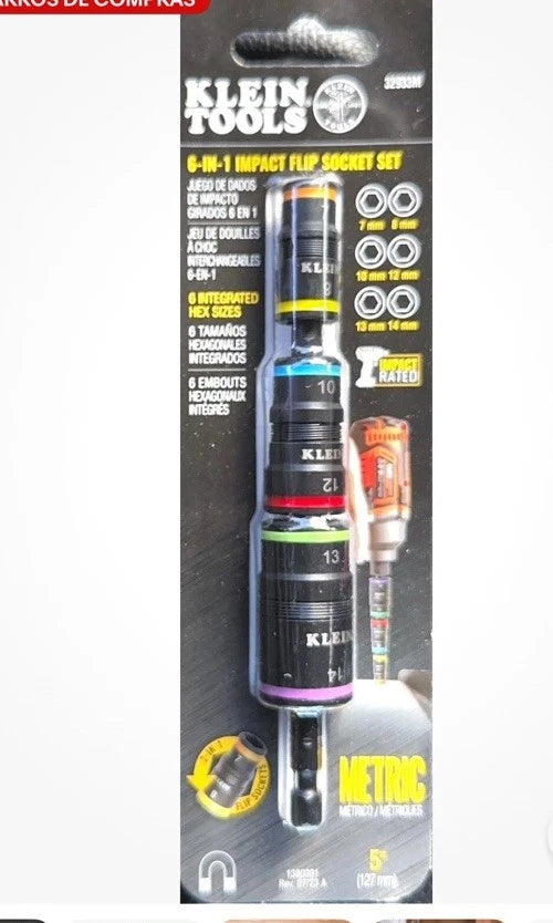 Klein Tools 6-in-1 Impact Rated Flip Socket Set Metric 6-Piece 6Pt. Socket Set