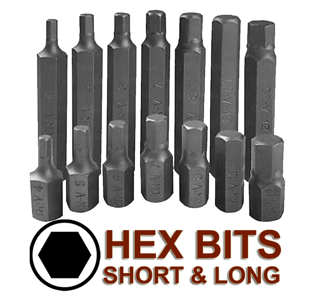 Torx Star Spline Hex Socket Bit Set - 42 Pc, Long & Short - 1/2" & 3/8" Drive