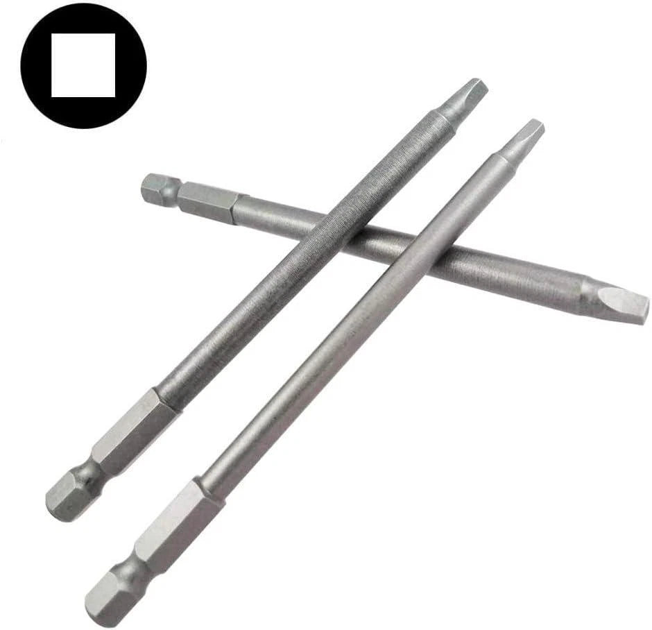 3 Sets 100mm 1/4-Inch Hex Shank Magnetic Square Head Screwdriver Bits SQ1 SQ2