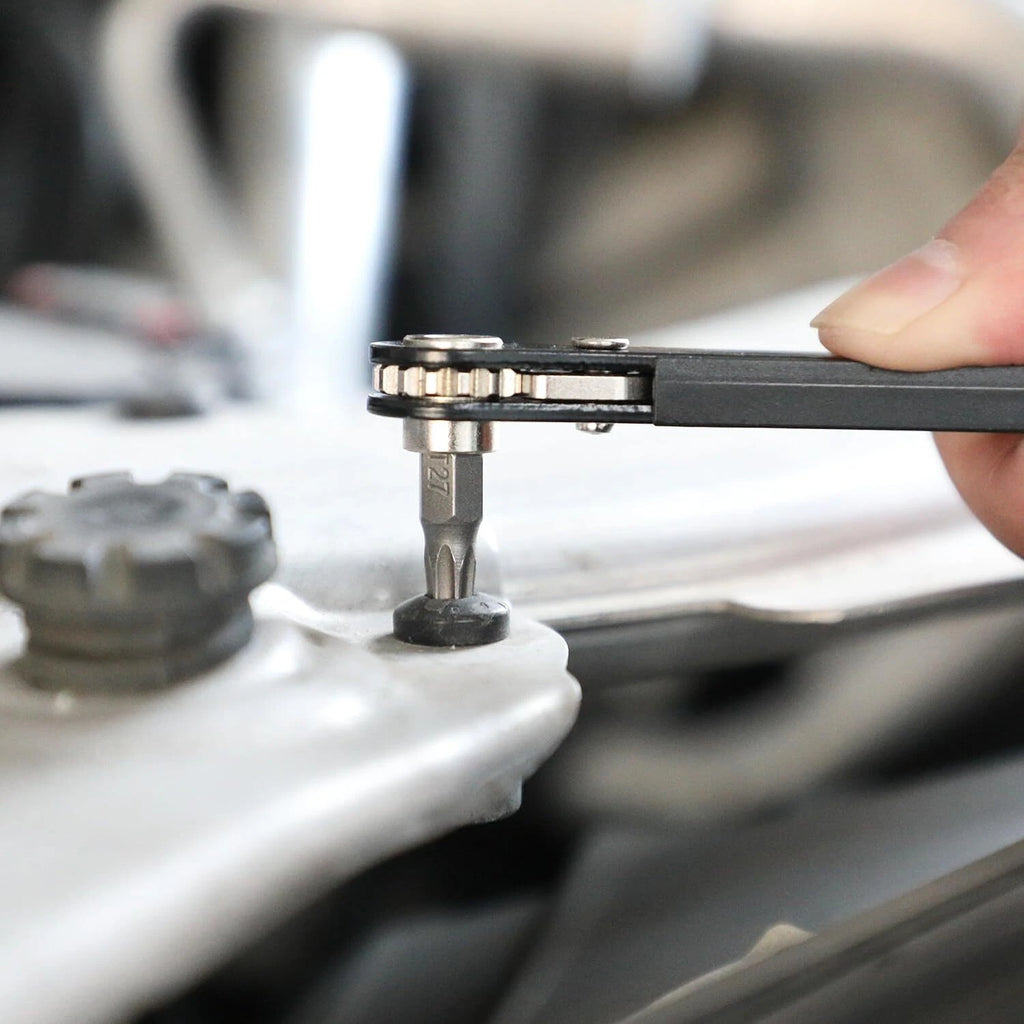 34 Pcs Mini Ratchet Set 1/4-Inch Drive, Tamper-Proof Security Bit, Right Angle