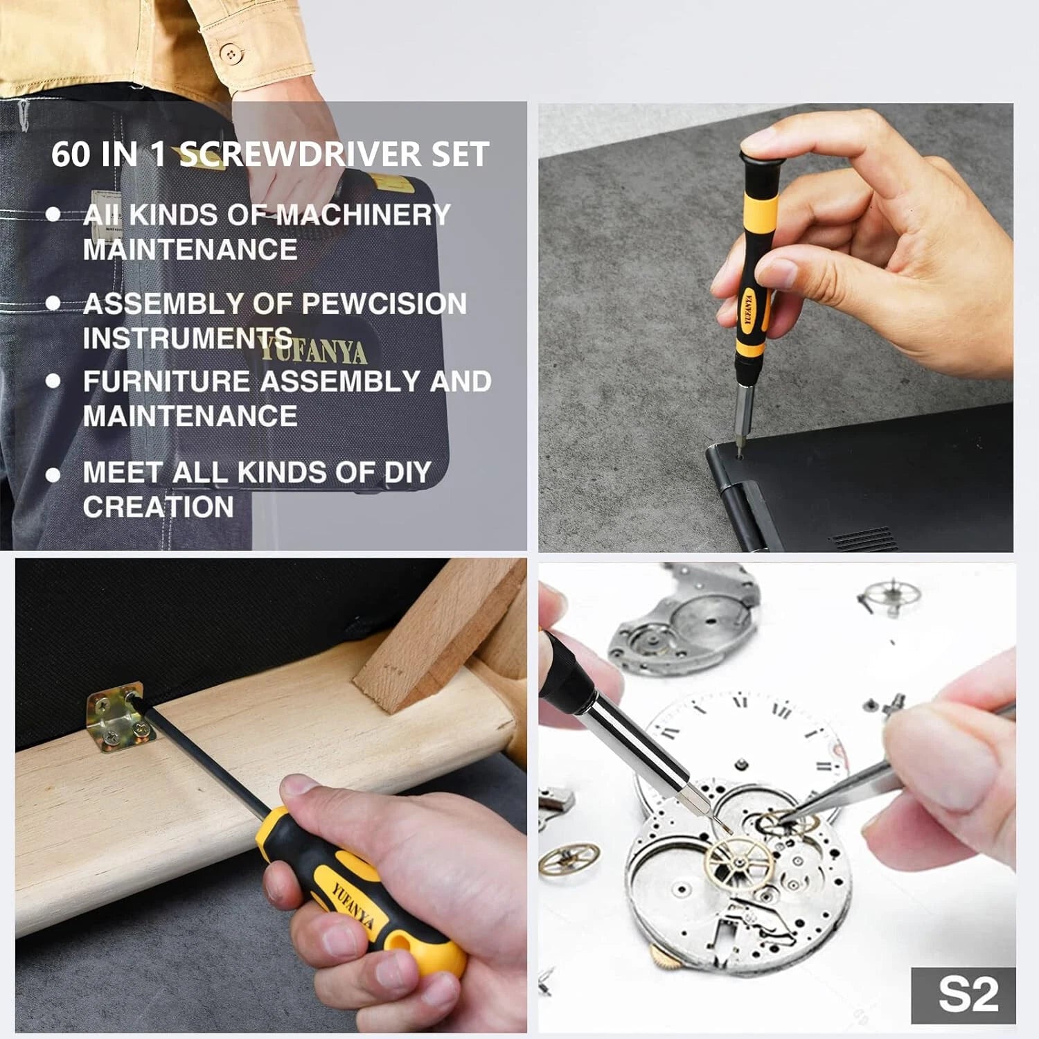 60PCS MAGNETIC SCREWDRIVER SET IN CASE HEAVY DUTY PHILIPS & FLAT SCREWDRIVERS