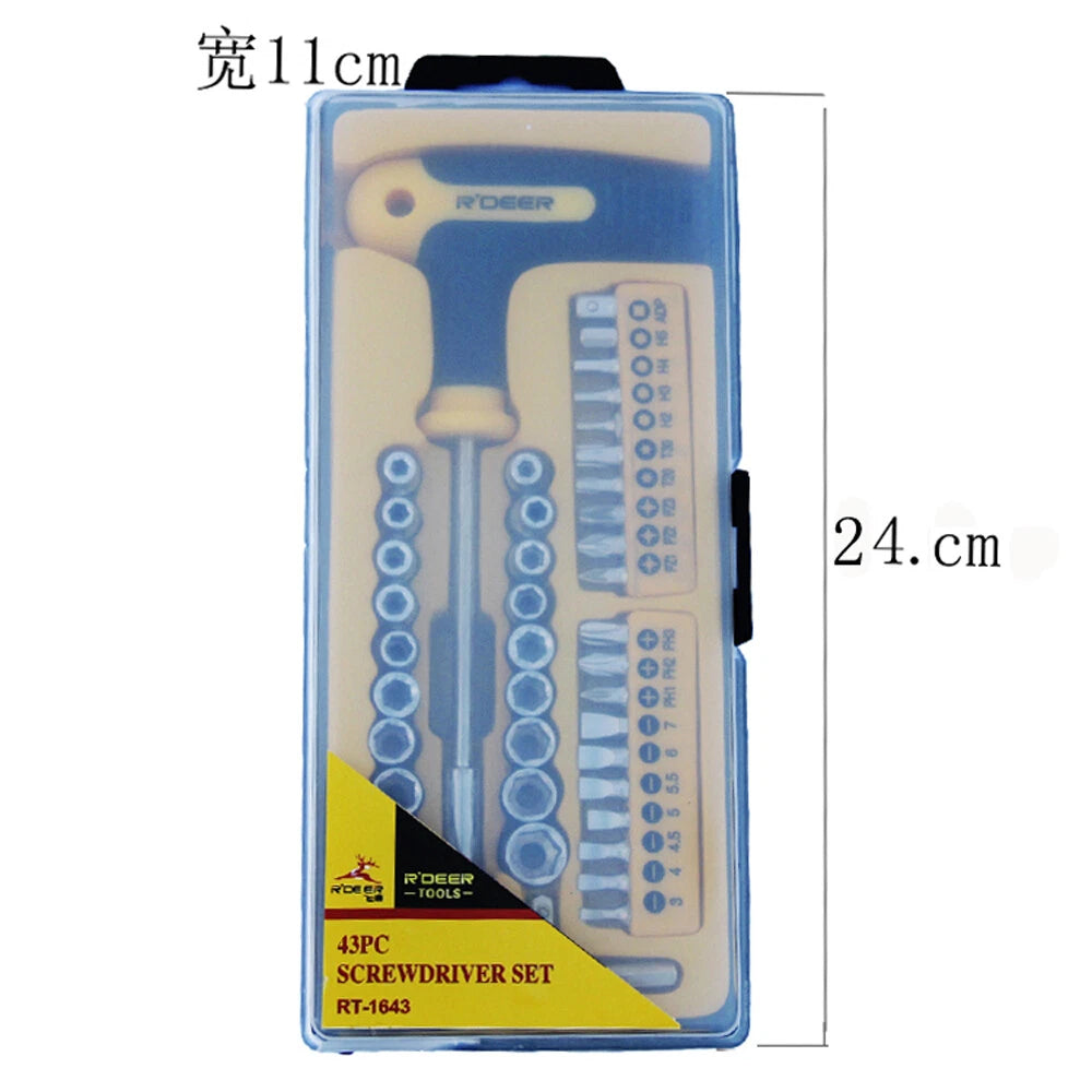 Home T-handle Socket Screwdriver Set 43Pc Screwdriver Hardware Tool Combination