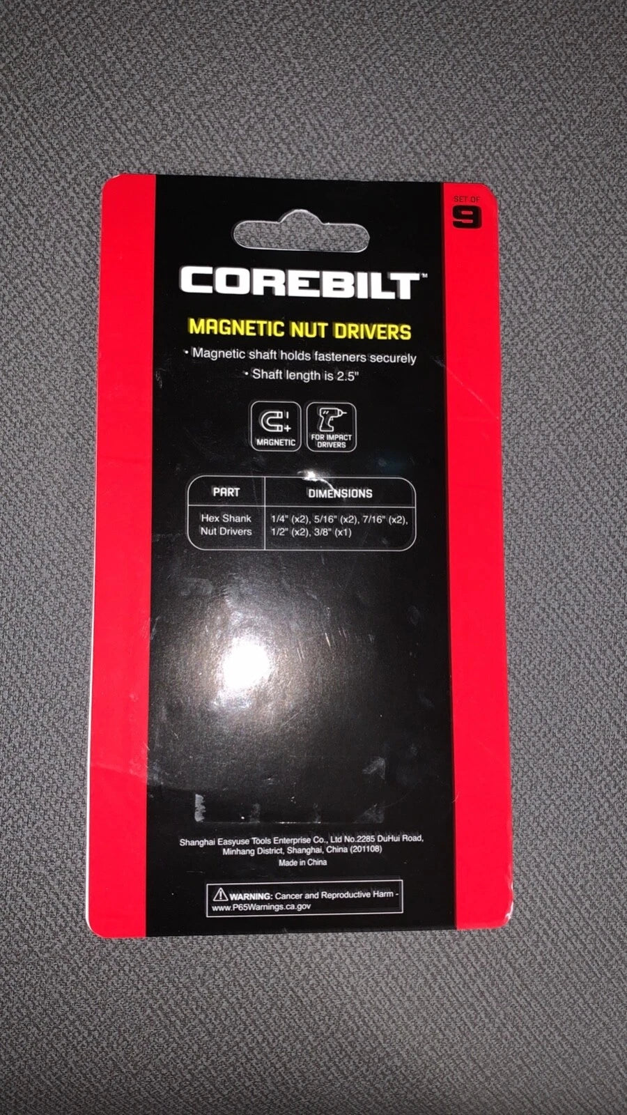 NEW- Corebilt Magnetic Nut Drivers 9 piece