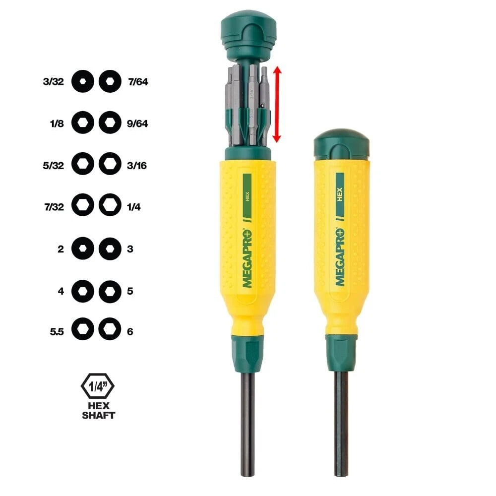 Megapro Hex Multi Bit Screwdriver 15in1 151HX 2-6mm 3/32-1/4 Hex Key Wrench Bit