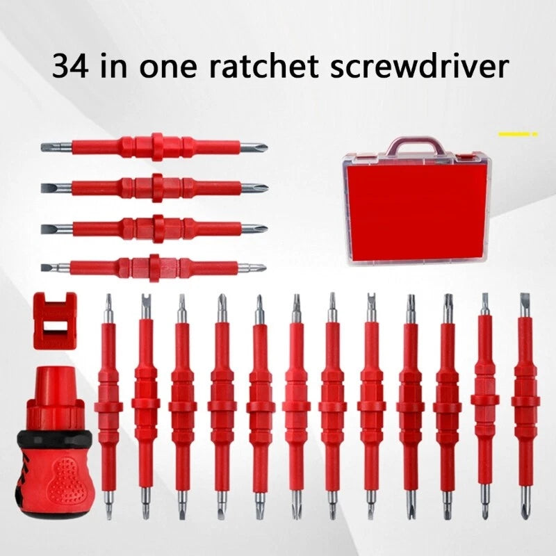 34 In 1 Ratchet Screwdriver Set Tool Kit With Ergonomic Handle for Home Repair