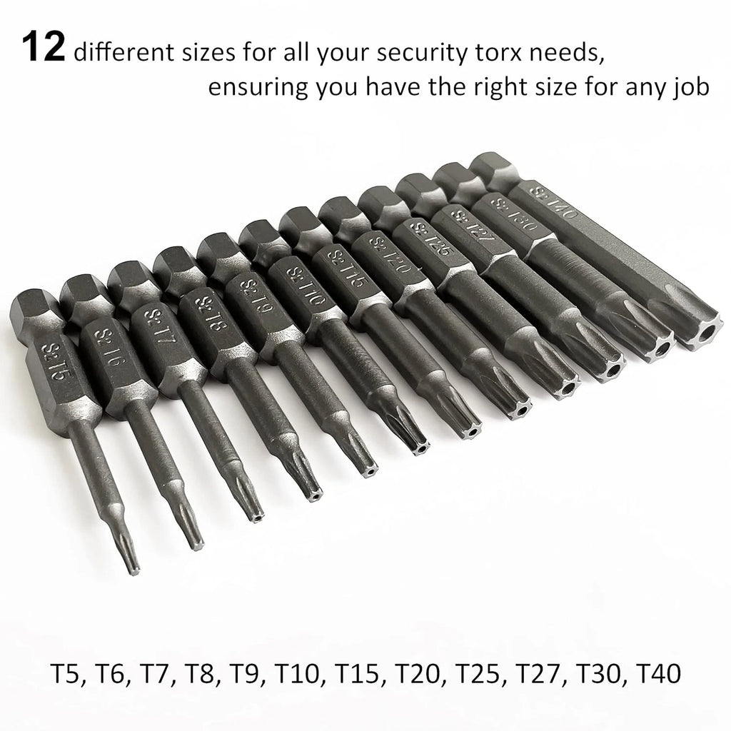 Torx Screwdriver Bit Set,  S2 Steel Magnetic Security Tamper Proof Star 6 Point