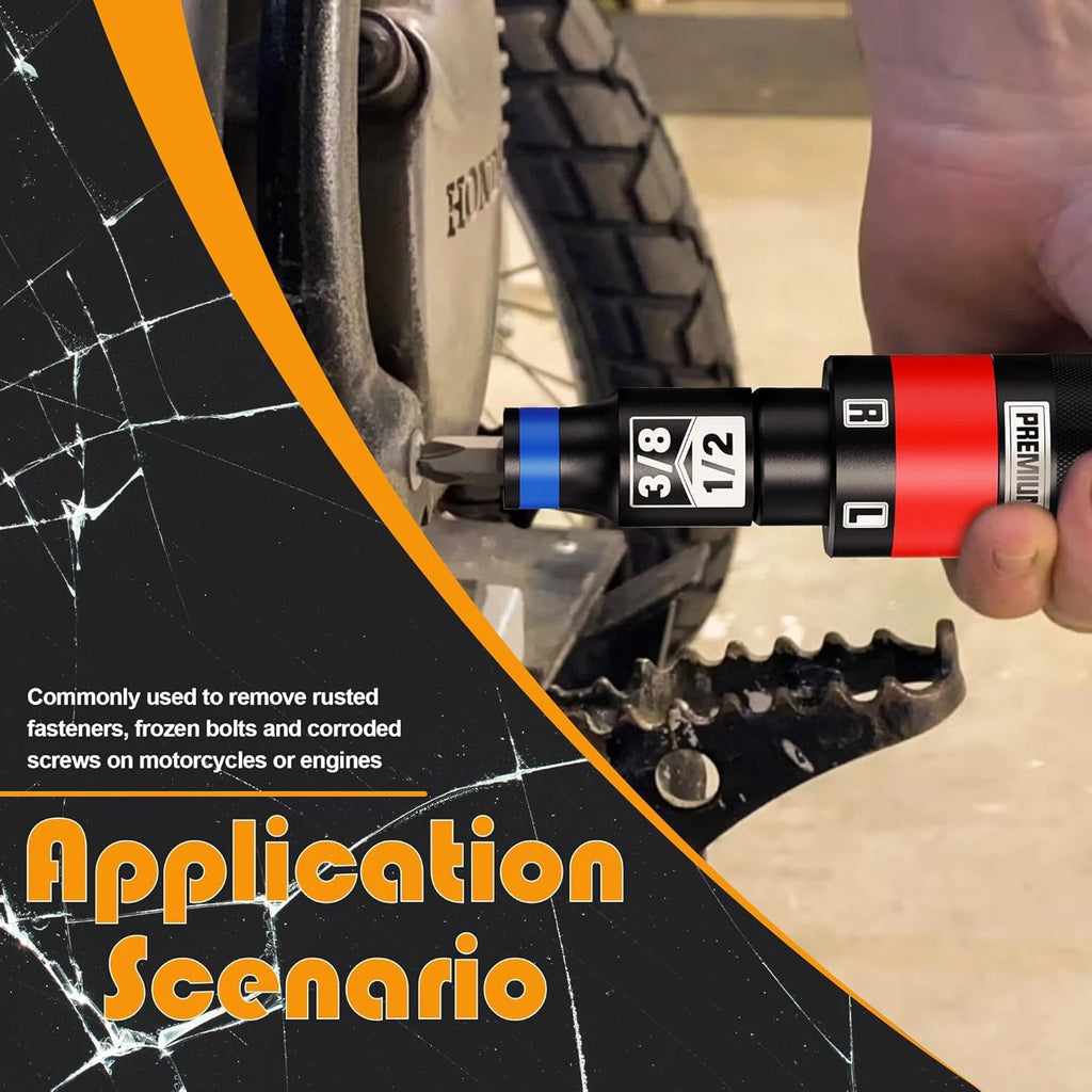 1/2" Hand Manual Reversible Impact Driver Set, 13 PCS Impact Screwdriver Kit, S2