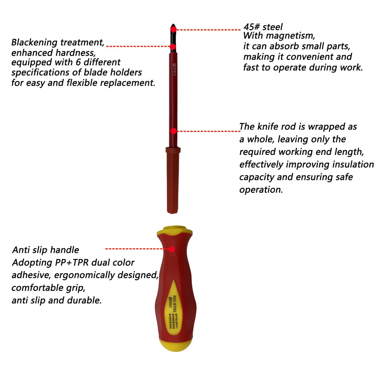 7Pcs Screwdriver Set Phillips Flat Slotted Electrician Multi-purpose Insulated