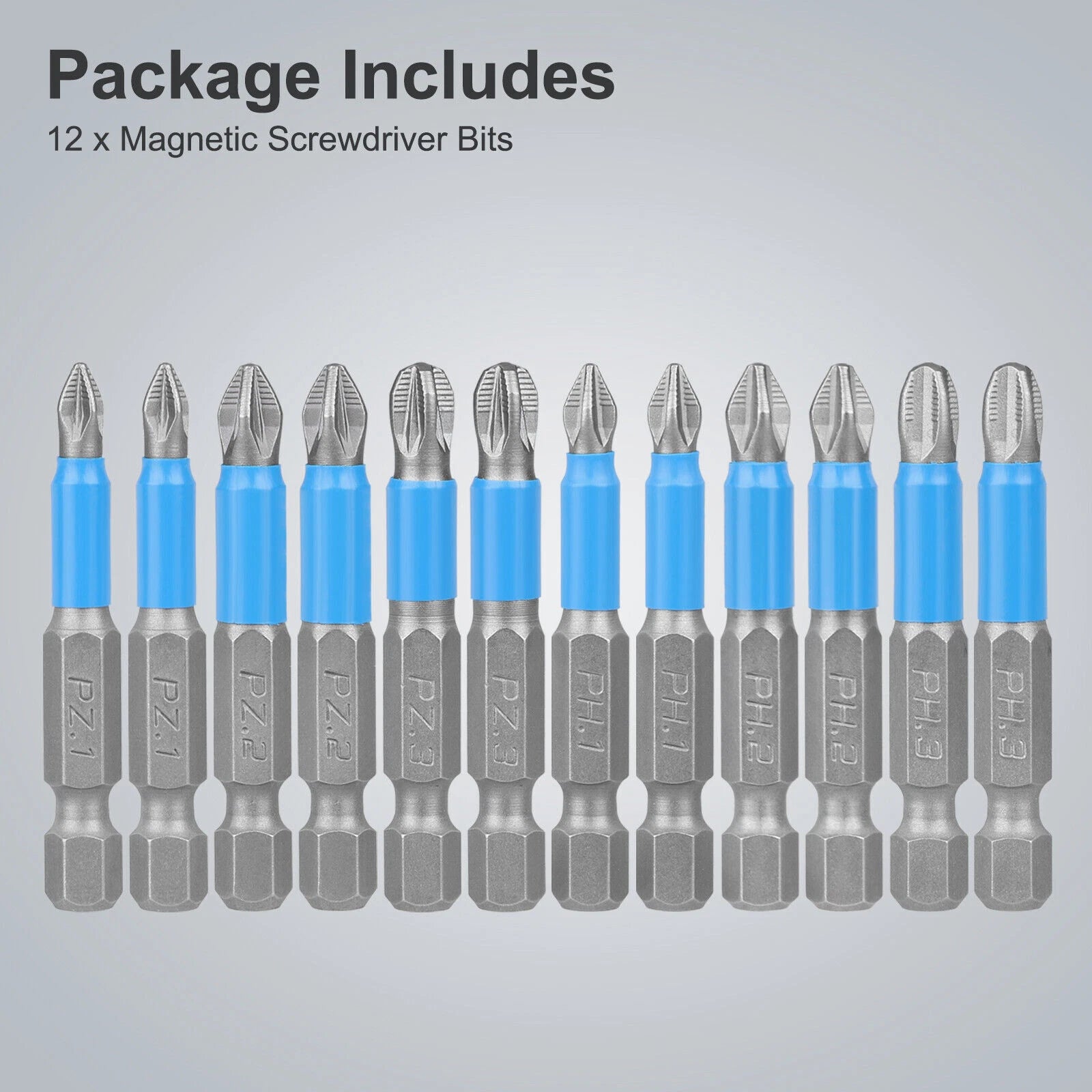 12pcs 1/4'' Hex Shank Magnetic PH1 Screwdriver Drill Bit Anti-slip Hand Tool Set