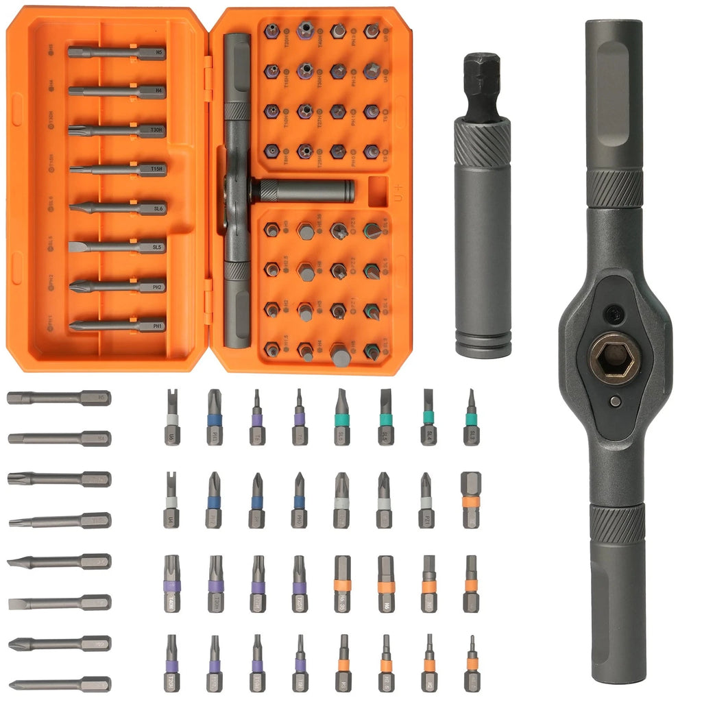 42PCS T-Shaped Ratchet Screwdriver Kit with Detachable Handle & Storage Case