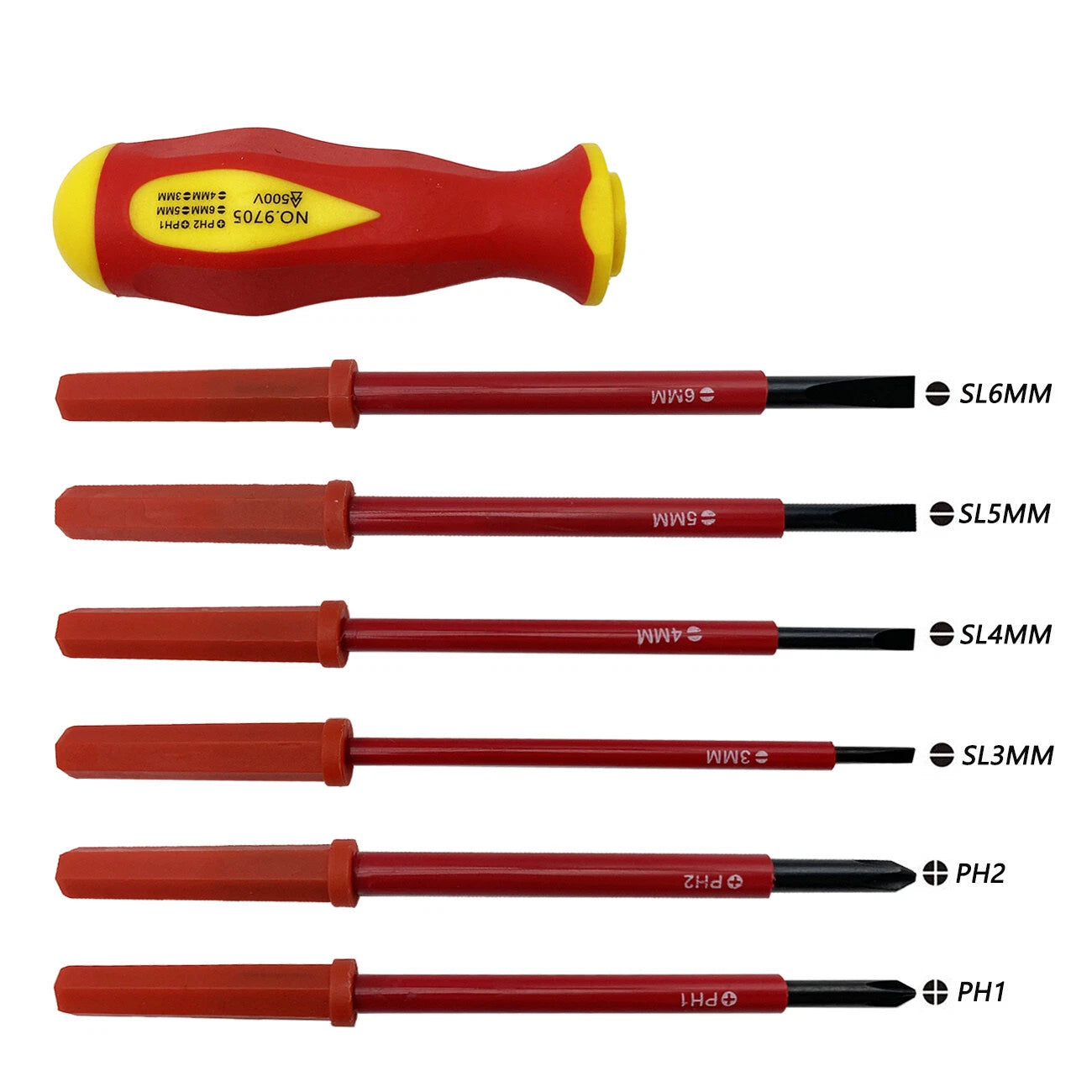 7Pcs Screwdriver Set Phillips Flat Slotted Electrician Multi-purpose Insulated
