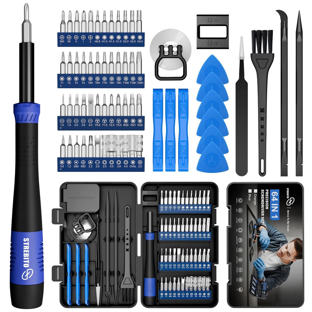 Small Precision Screwdriver Set 64-piece with Torx, Triwing, Pentalobe, Elect...