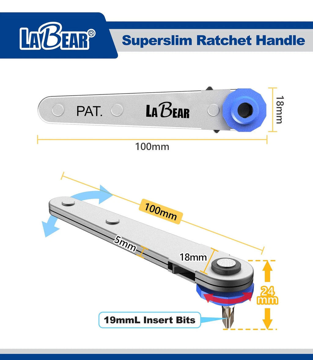 Ultra Low Profile Mini Ratchet Wrench Set with 12-Piece Drive, Chrome Vanadiu...