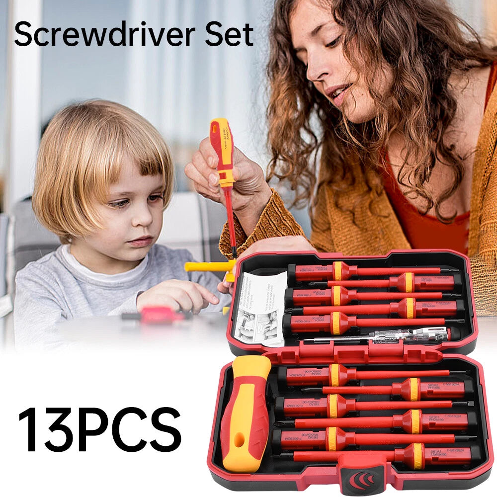 13PCS Changeable Insulated Screwdriver Set Household Electrician Repair Tool Kit