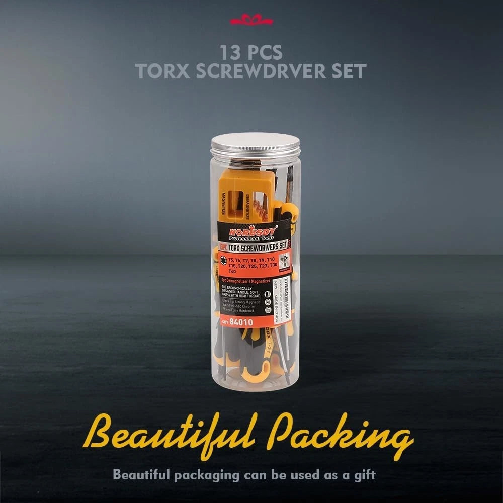 13-Piece Magnetic Torx Screwdriver Set | Ergonomic Handles & Rust-Proof