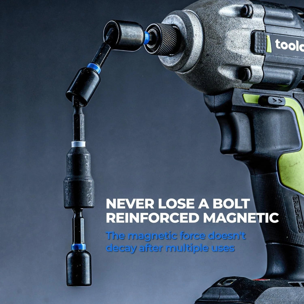 Magnetic Nut Driver Set - 10pcs Metric Impact Bit Set with Quick Change 1/4''