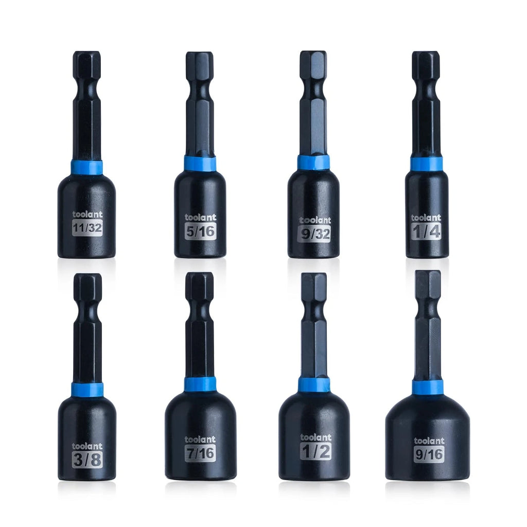 Magnetic Nut Driver Set, 8pcs SAE Impact Driver Bit Set, 1/4''~9/16'' Nut Dri...