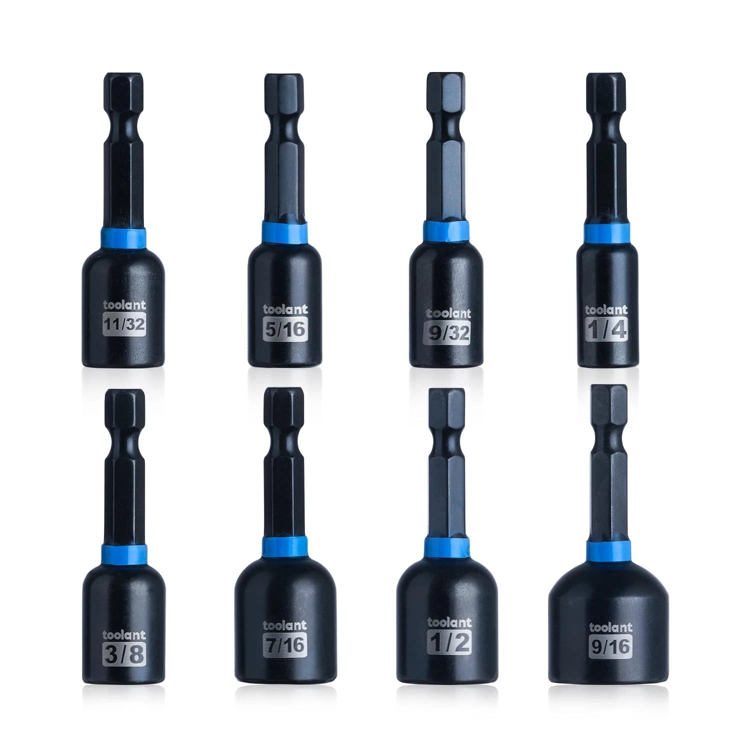 Magnetic Nut Driver Set, 8pcs SAE Impact Driver Bit Set, 1/4''~9/16'' Nut Dri...