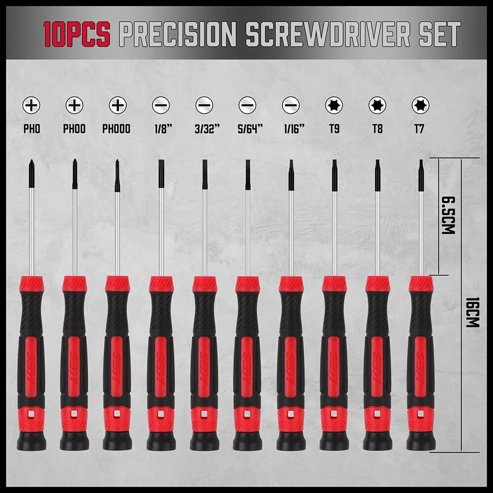 Portable 11-Piece Precision Screwdriver Set with Magnetic Tips and Storage Bag