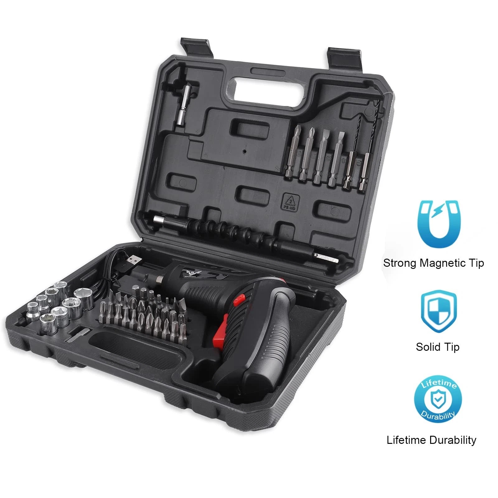 47 in 1 Electric Screwdriver Set, 3.6V Cordless & Rechargeable, 3.5N·m Max To...