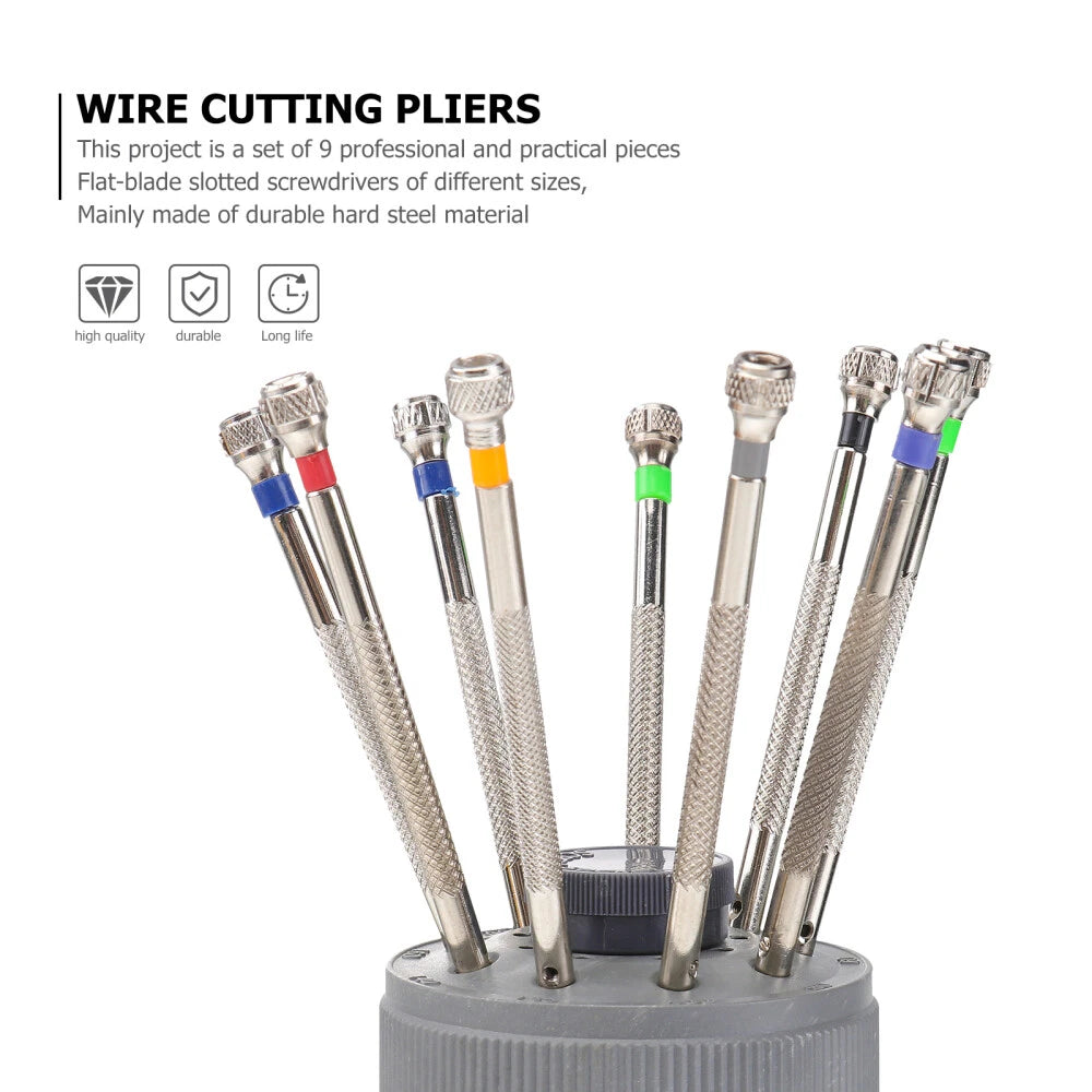 9 Pcs Watchmaker Screwdriver Set Repair Tools Work Flat Head Mini
