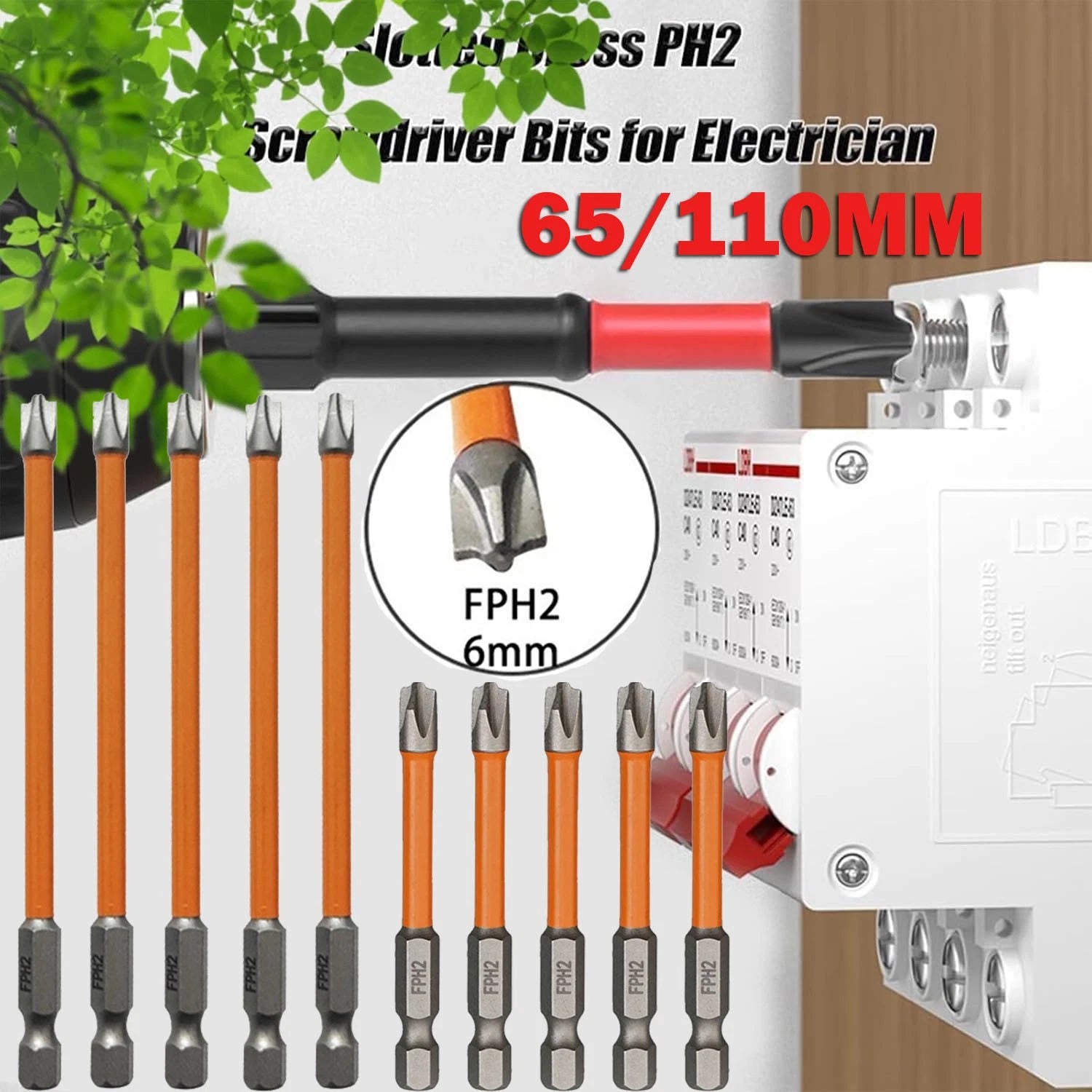 10pcs Magnetic Special Slotted Cross Screwdriver Bit For Electrician FPH2 - USA