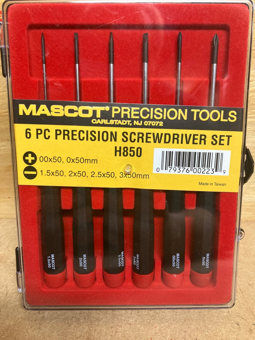 Mascot 6 Piece Precision Screwdriver Set 0x50, 00x50, 1.5x50, 2x50, 2.5x50, 3x50